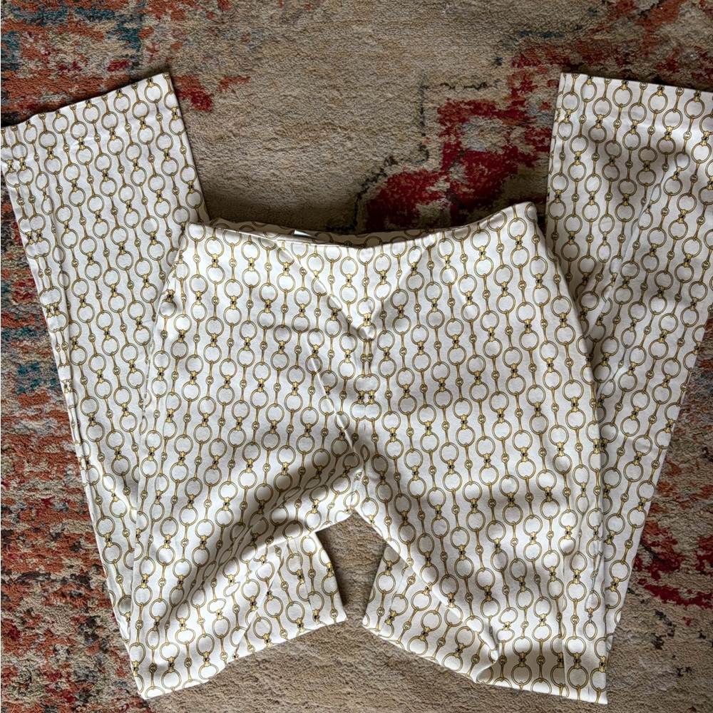 Vintage Nine West Gold Chain Link Print High Rise Pants Old Money Workwear